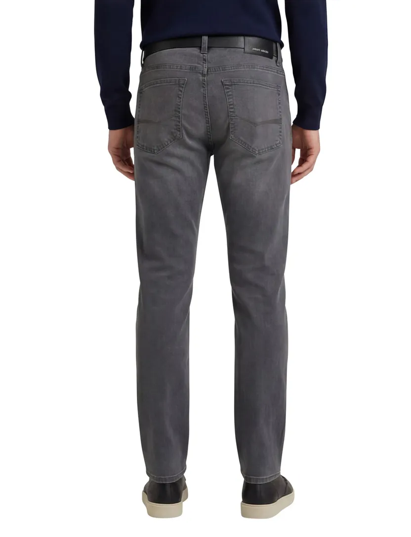 Pierre Cardin jeans grijs effen denim stretch Lyon tapered fit