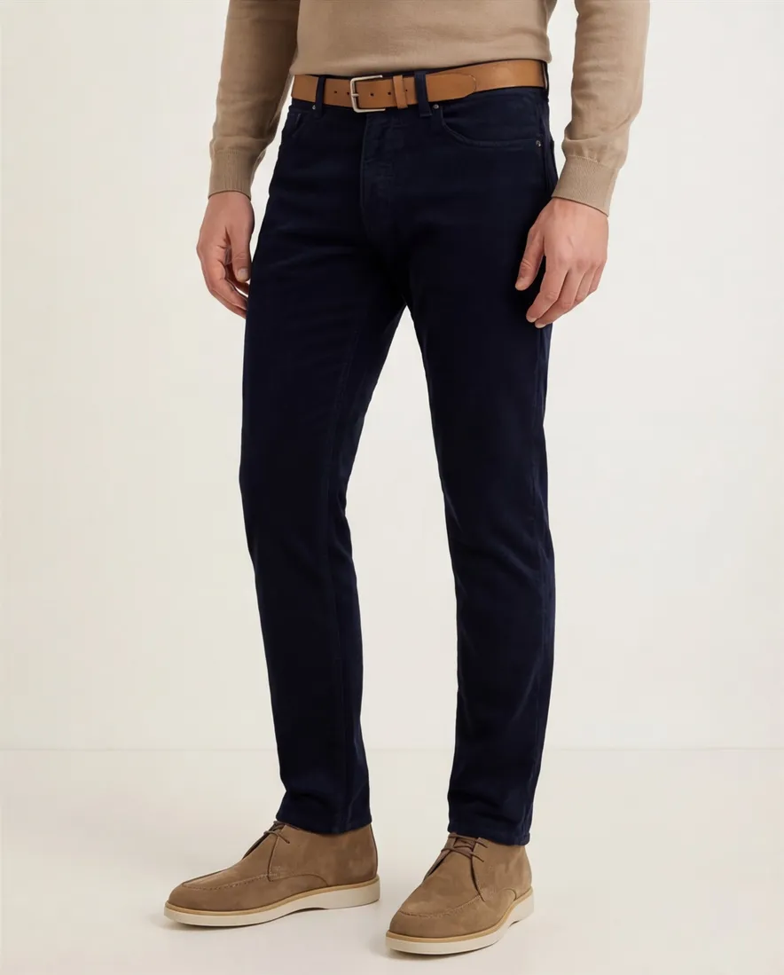 Pierre Cardin Lyon Tapered jeans donkerblauw corduroy