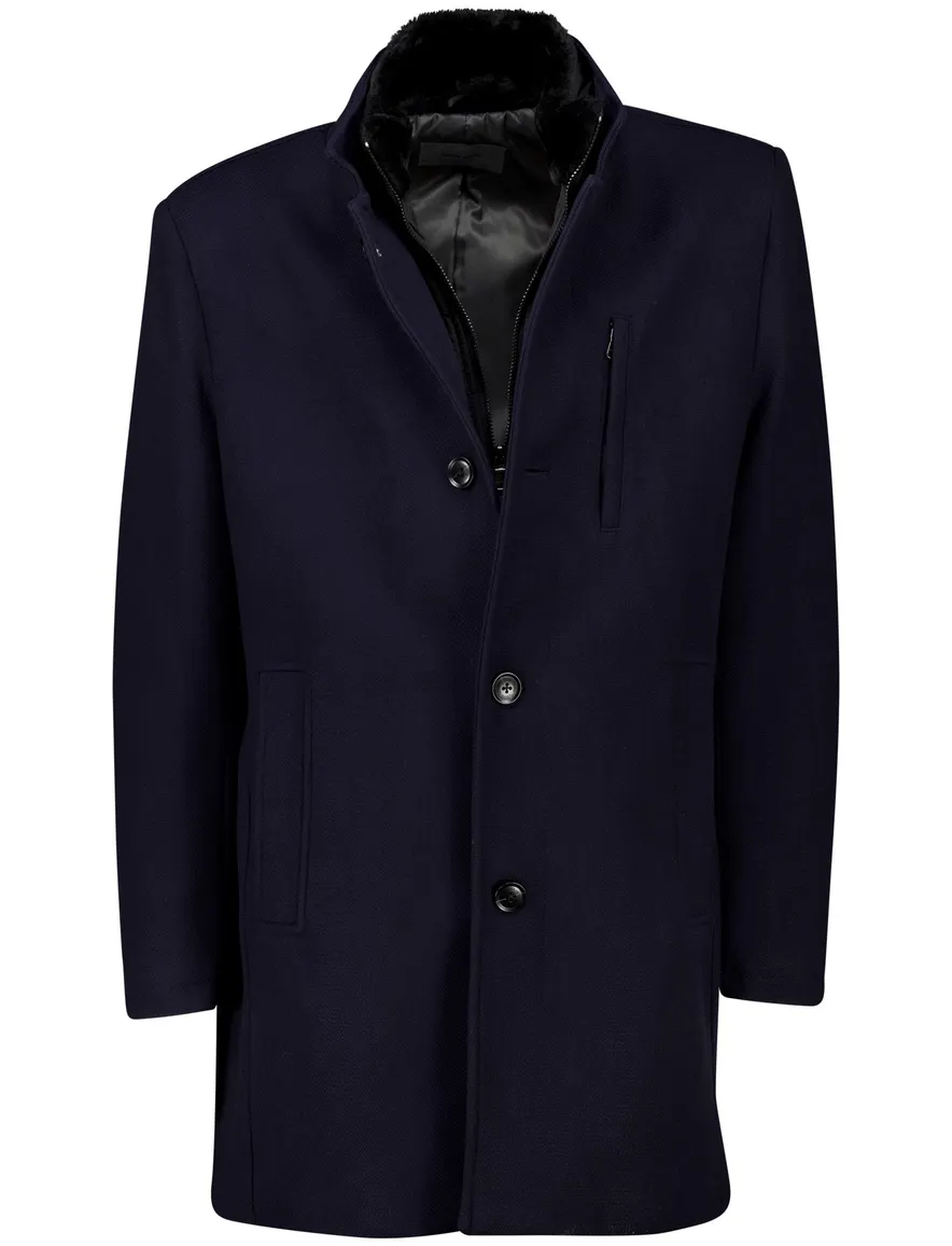Pierre Cardin Christian winterjas effen donkerblauw normale fit
