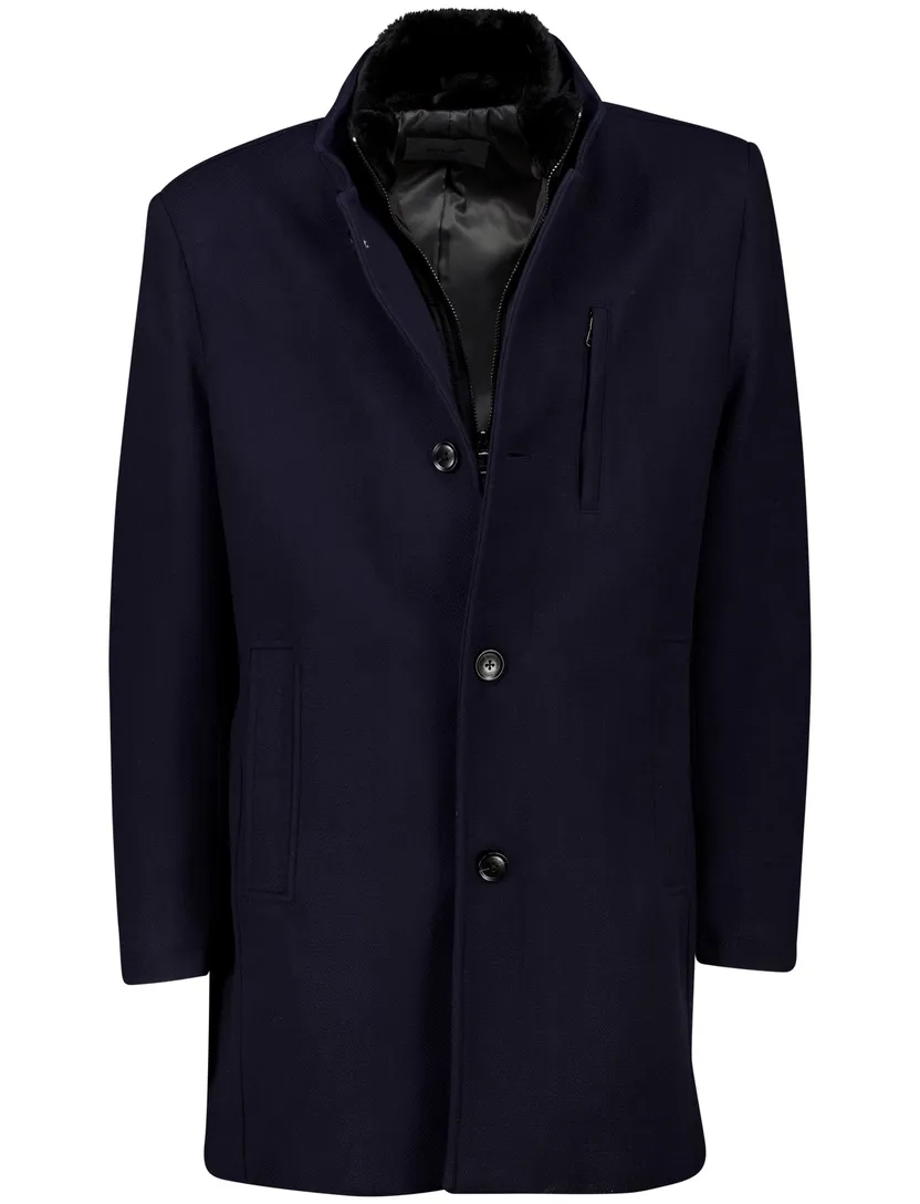 winterjas Pierre Cardin Christian effen donkerblauw