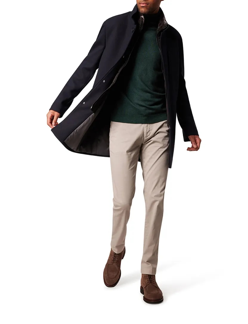 winterjas Pierre Cardin Christian effen donkerblauw