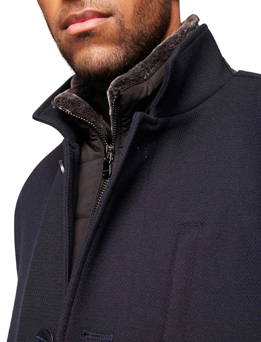 winterjas Pierre Cardin Christian effen donkerblauw