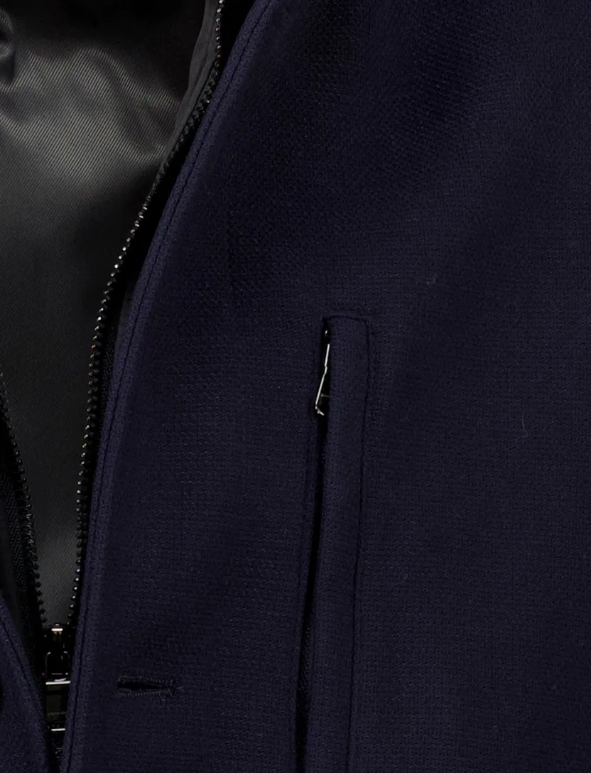 winterjas Pierre Cardin Christian effen donkerblauw