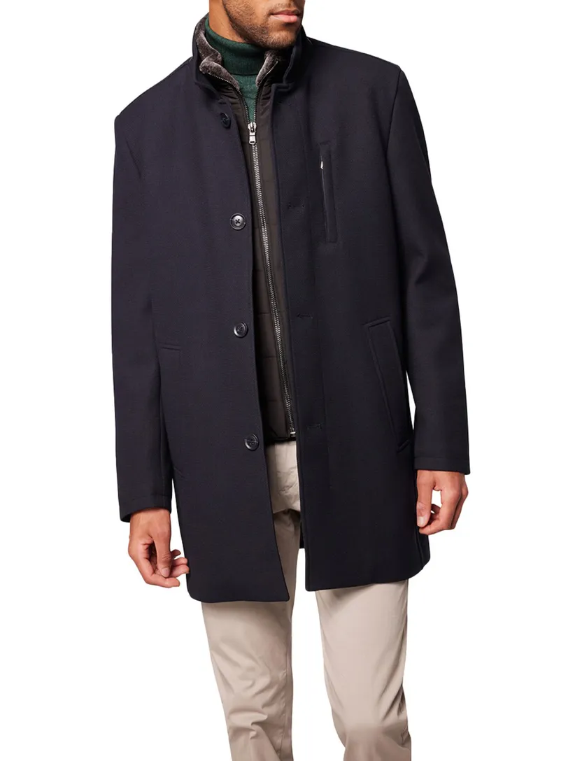 winterjas Pierre Cardin Christian effen donkerblauw