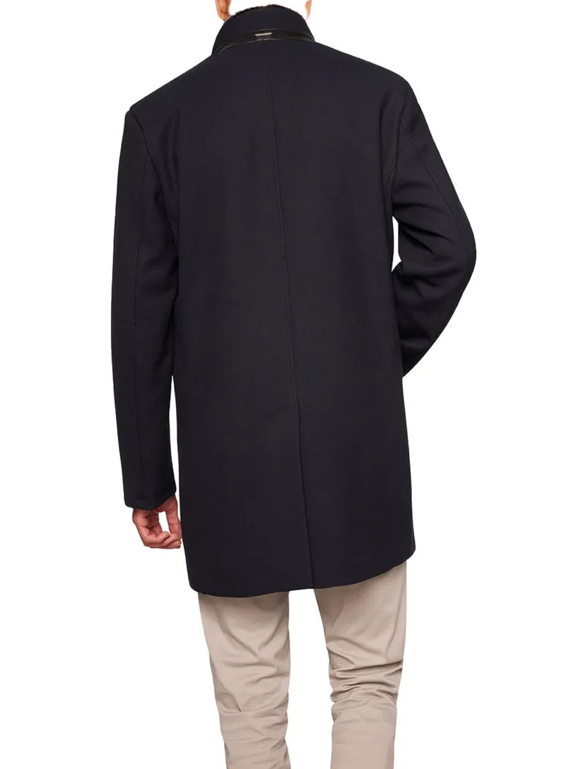 winterjas Pierre Cardin Christian effen donkerblauw