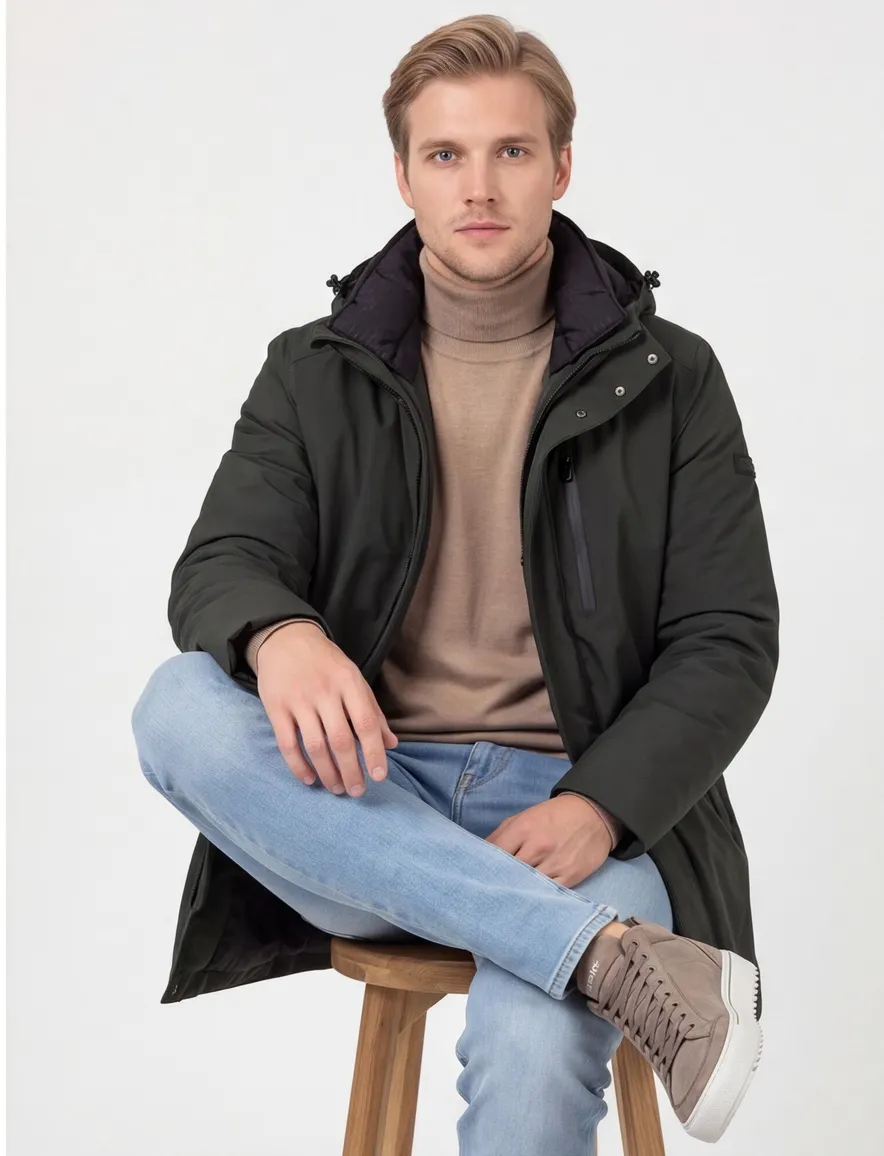 winterjas groen Pierre Cardin
