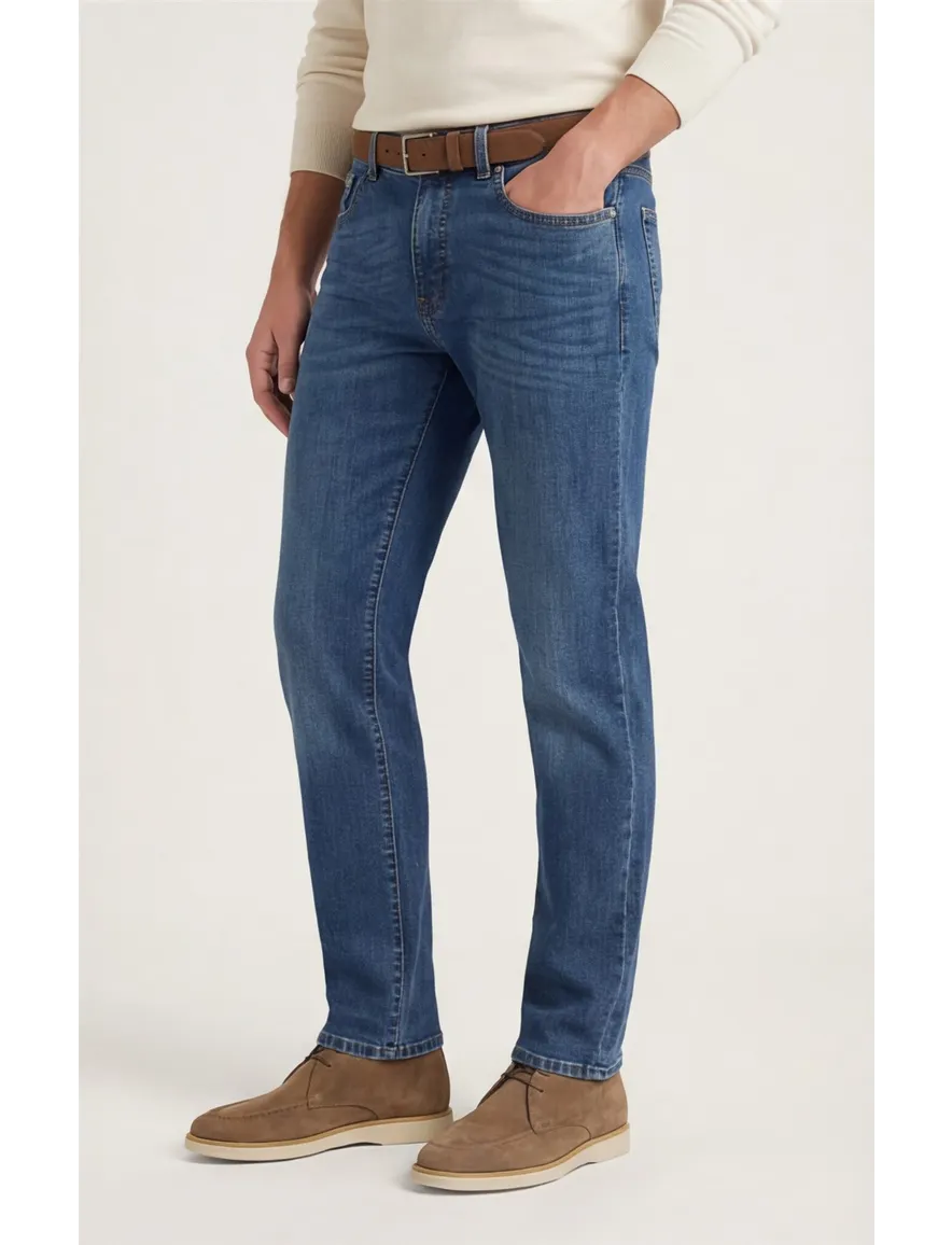 Pierre Cardin Lyon 5-pocket blauw katoen spijker