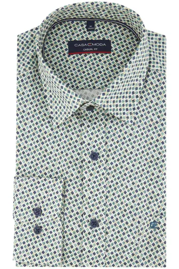 Casa Moda Overhemd groen geprint Casa Moda