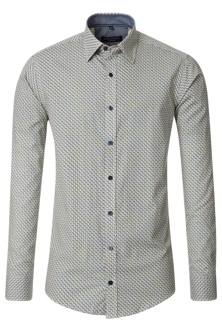 casual overhemd Casa Moda Casual Fit groen button-down boord