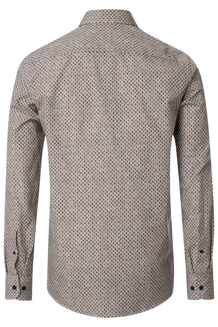 Overhemd Casa Moda Casual Fit bruin print katoen