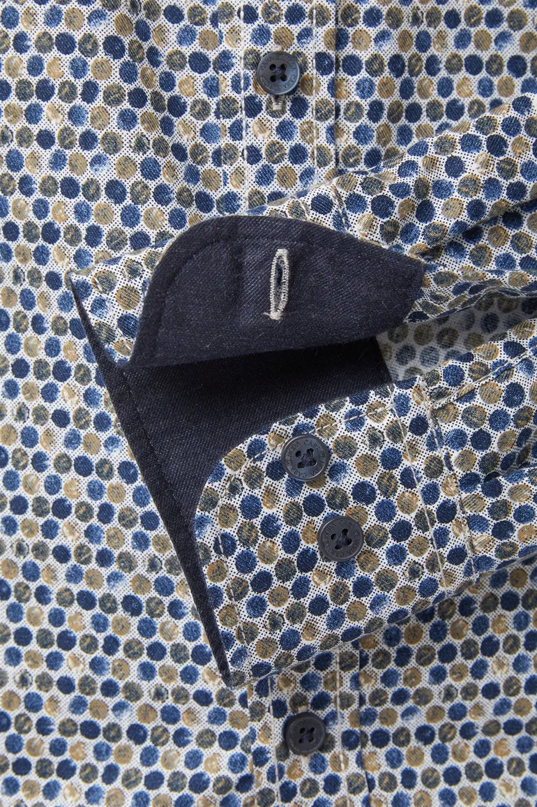 Casa Moda casual overhemd blauw met print