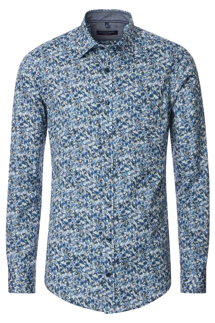 casual overhemd Casa Moda blauw geprint wijde fit