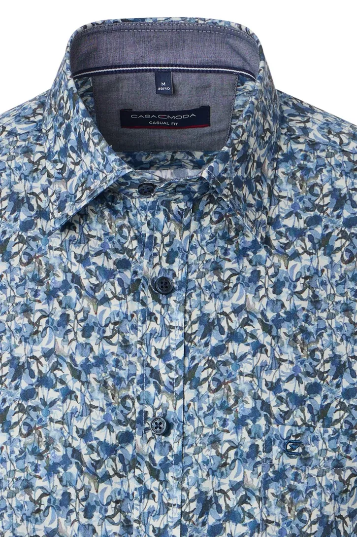 casual overhemd Casa Moda blauw geprint wijde fit