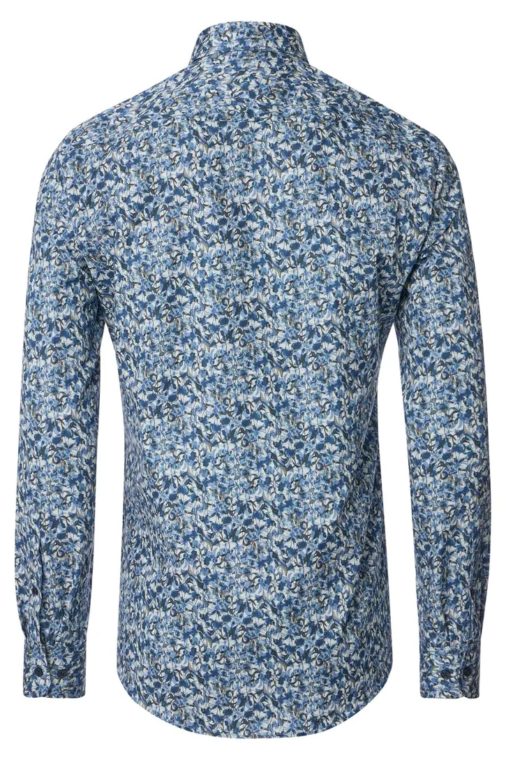 casual overhemd Casa Moda blauw geprint wijde fit