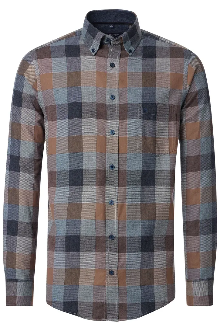 casual overhemd Casa Moda blauw geruit wijde fit