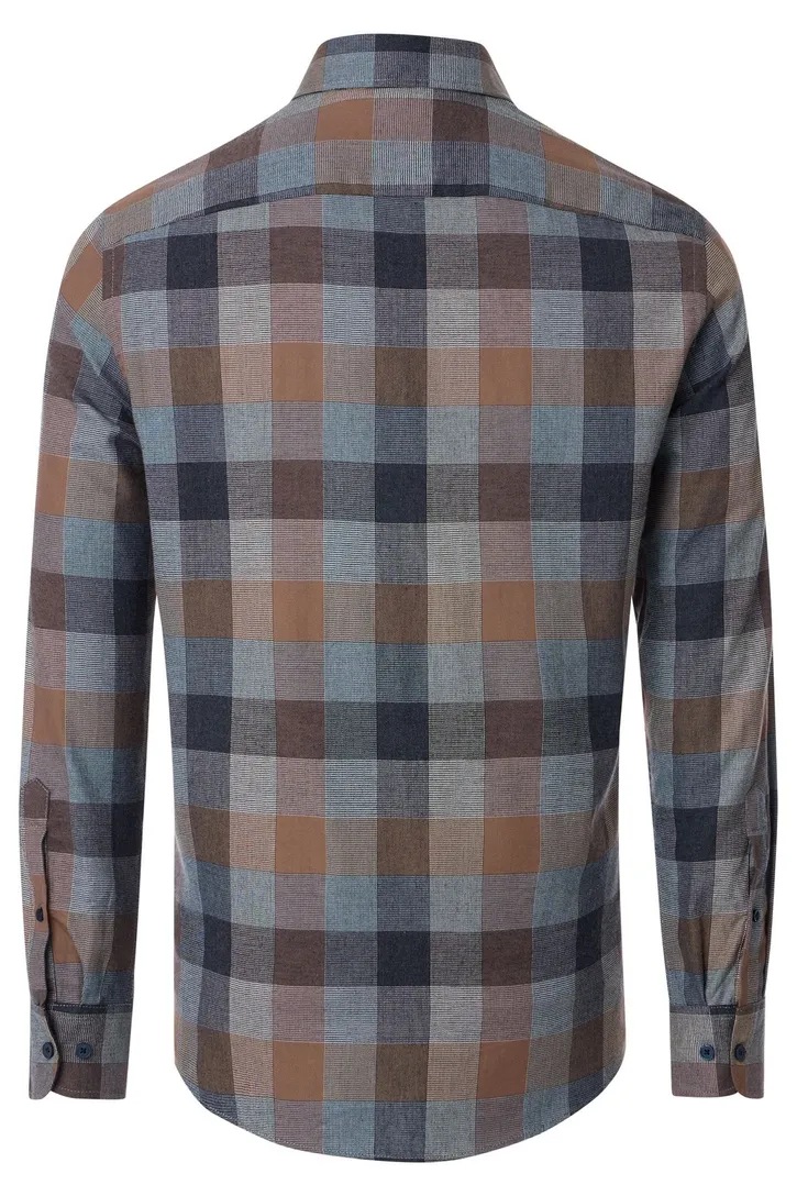 casual overhemd Casa Moda blauw geruit wijde fit