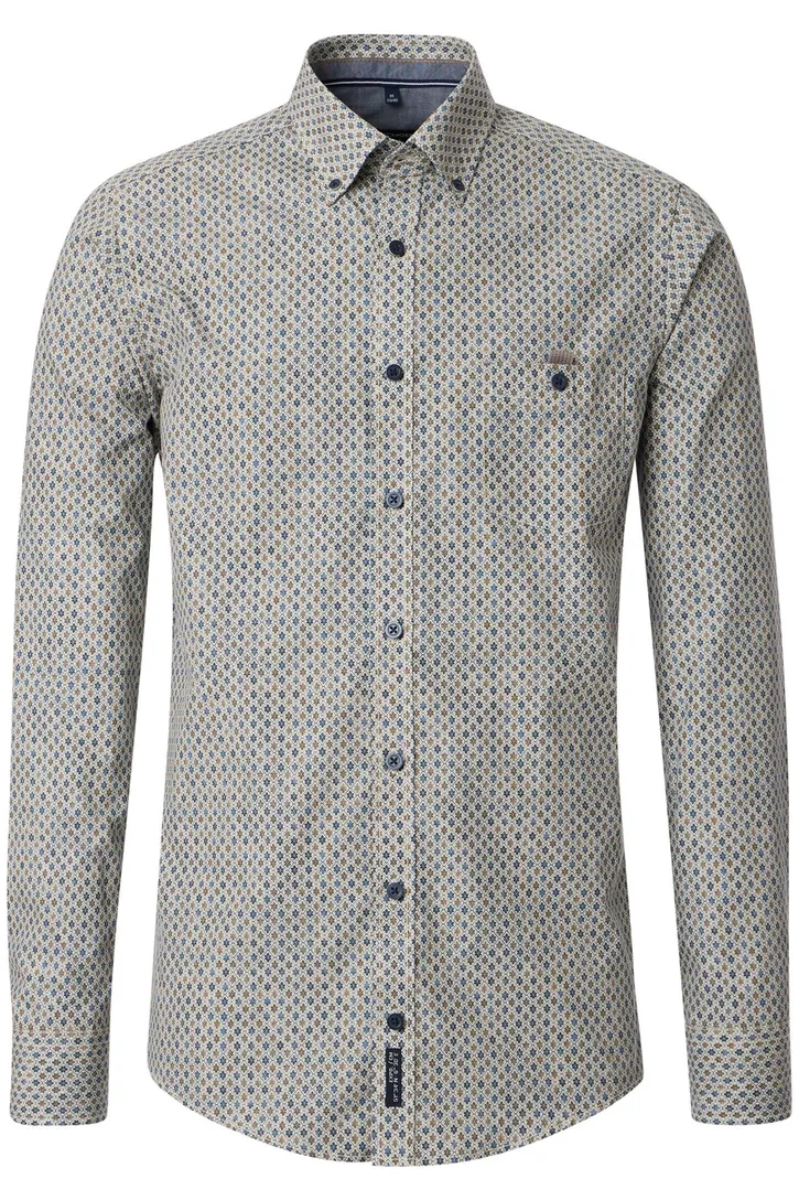 casual overhemd Casa Moda blauw geprint wijde fit