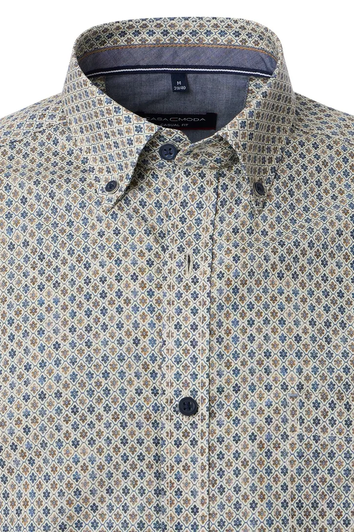 casual overhemd Casa Moda blauw geprint wijde fit
