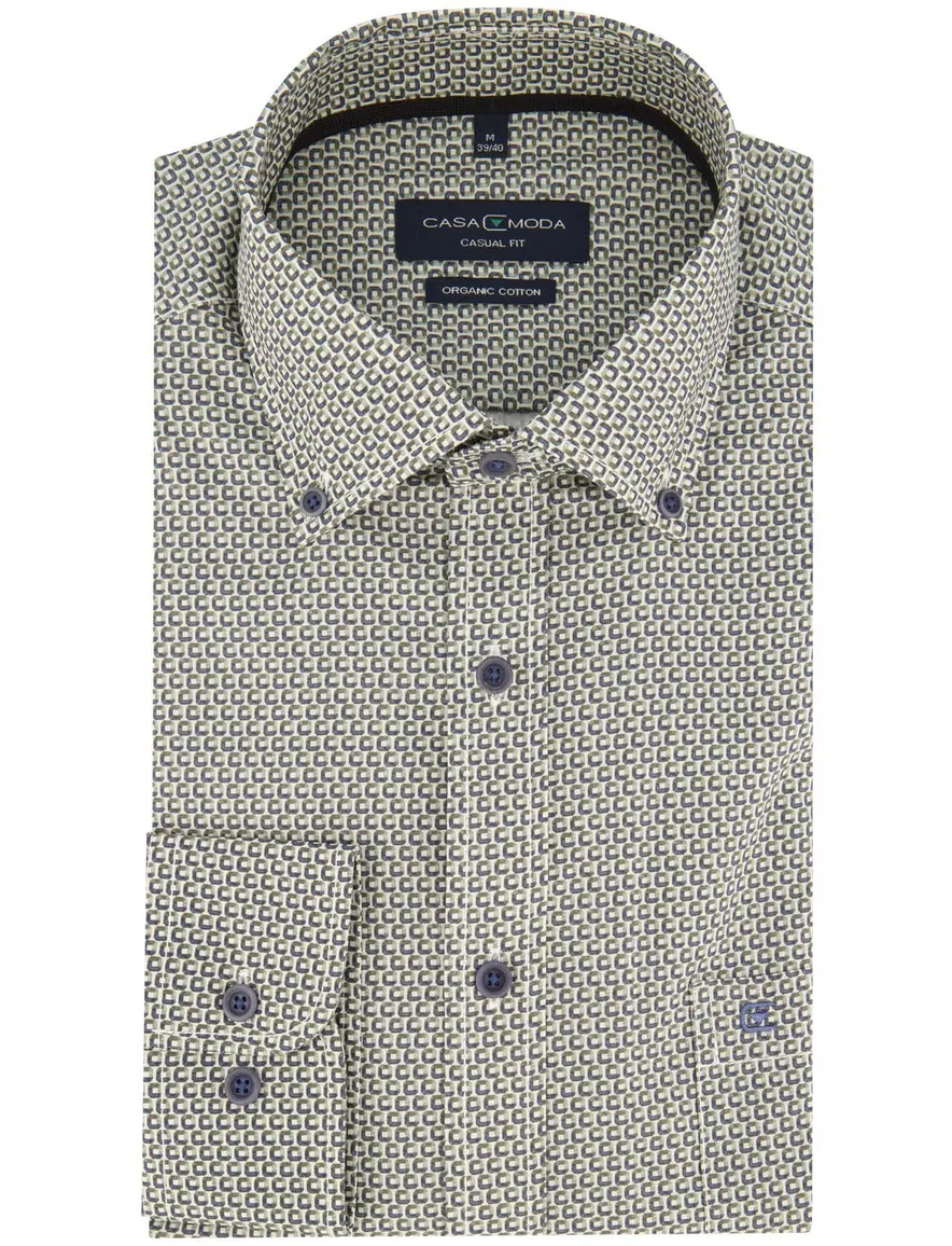 Casa Moda overhemd groen geprint casual fit