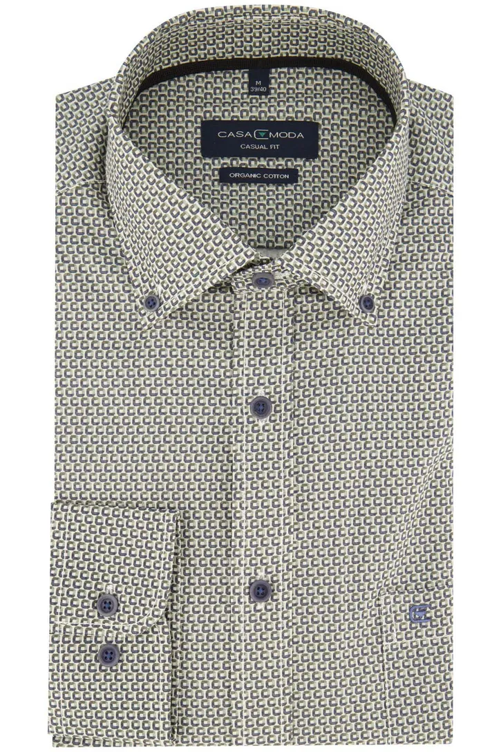Overhemd groen geprint Casa Moda casual fit