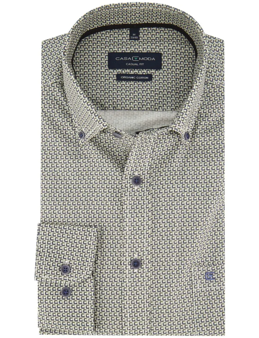 Casa Moda overhemd groen geprint casual fit