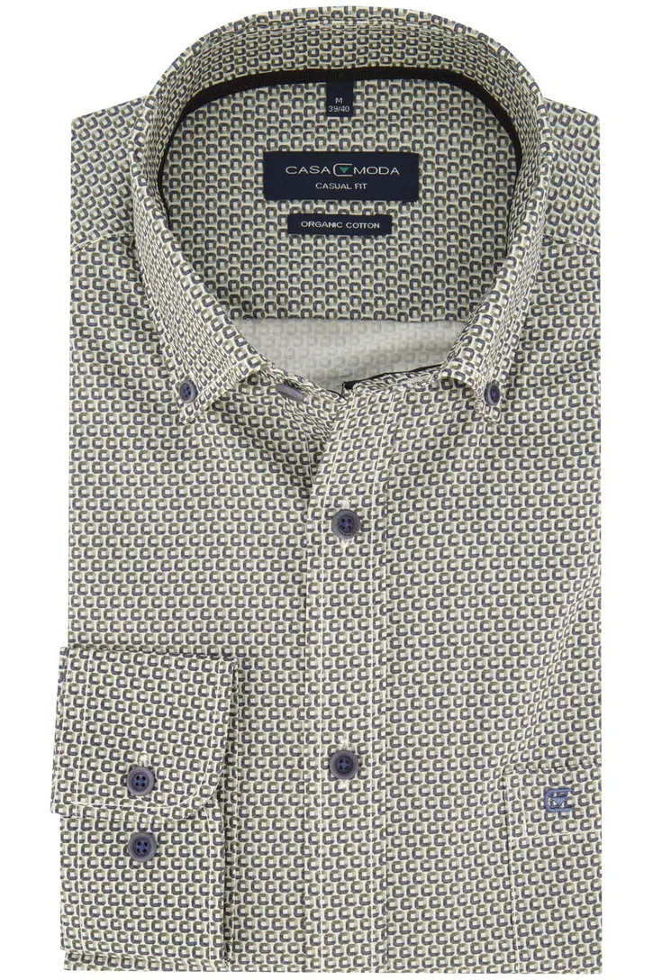 Overhemd groen geprint Casa Moda casual fit