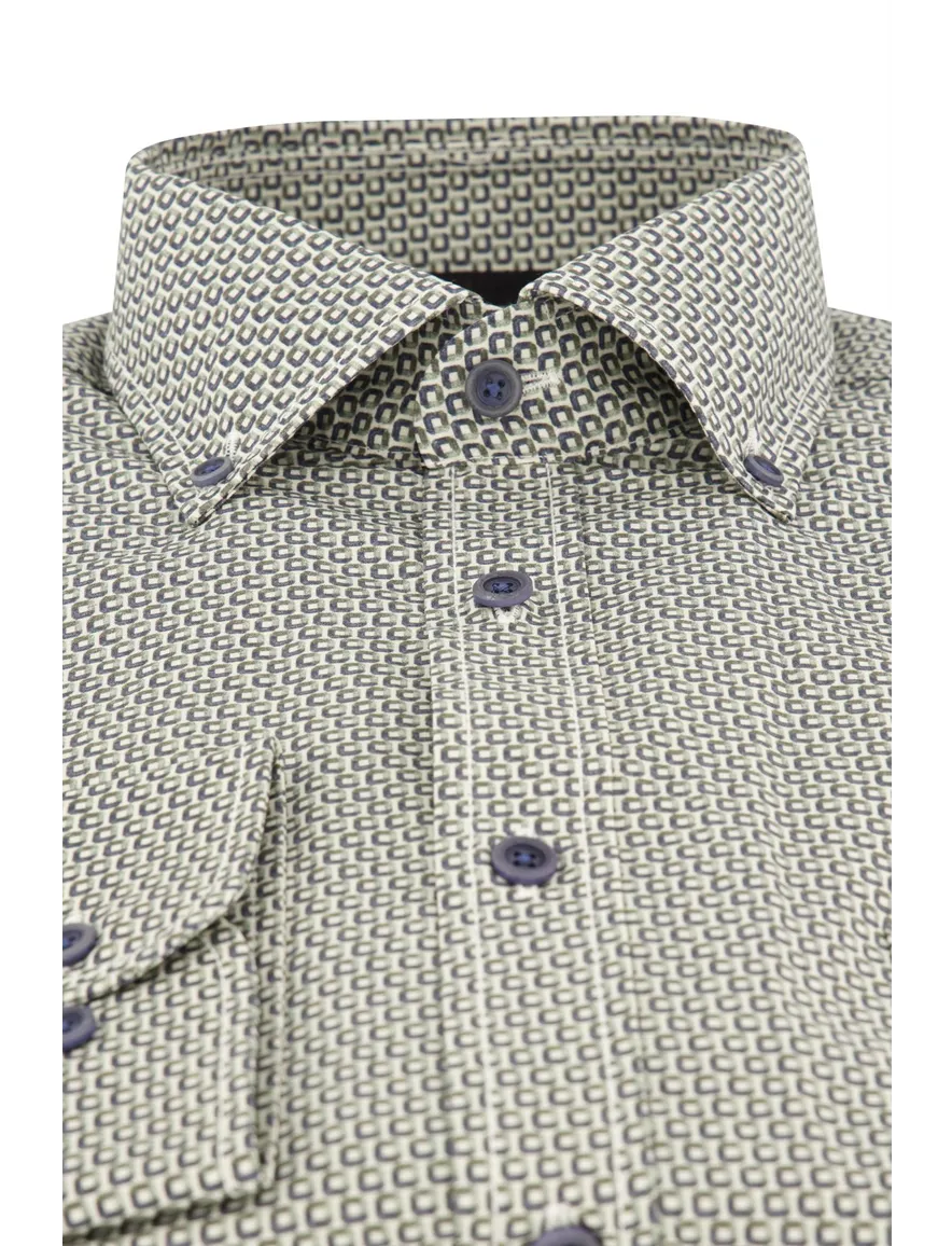 Casa Moda overhemd groen geprint casual fit