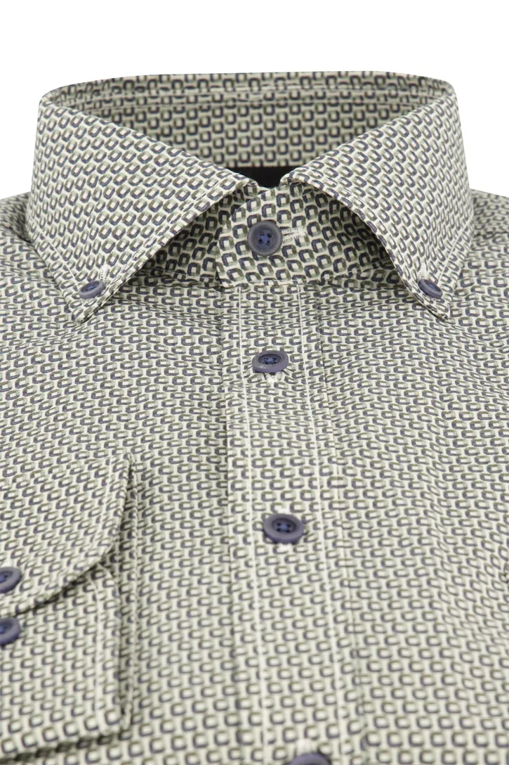 Overhemd groen geprint Casa Moda casual fit