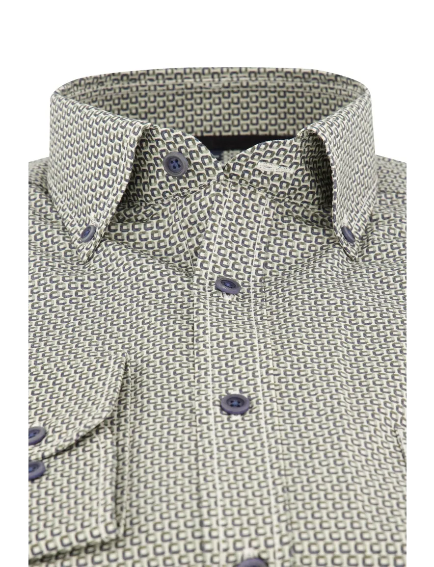 Casa Moda overhemd groen geprint casual fit