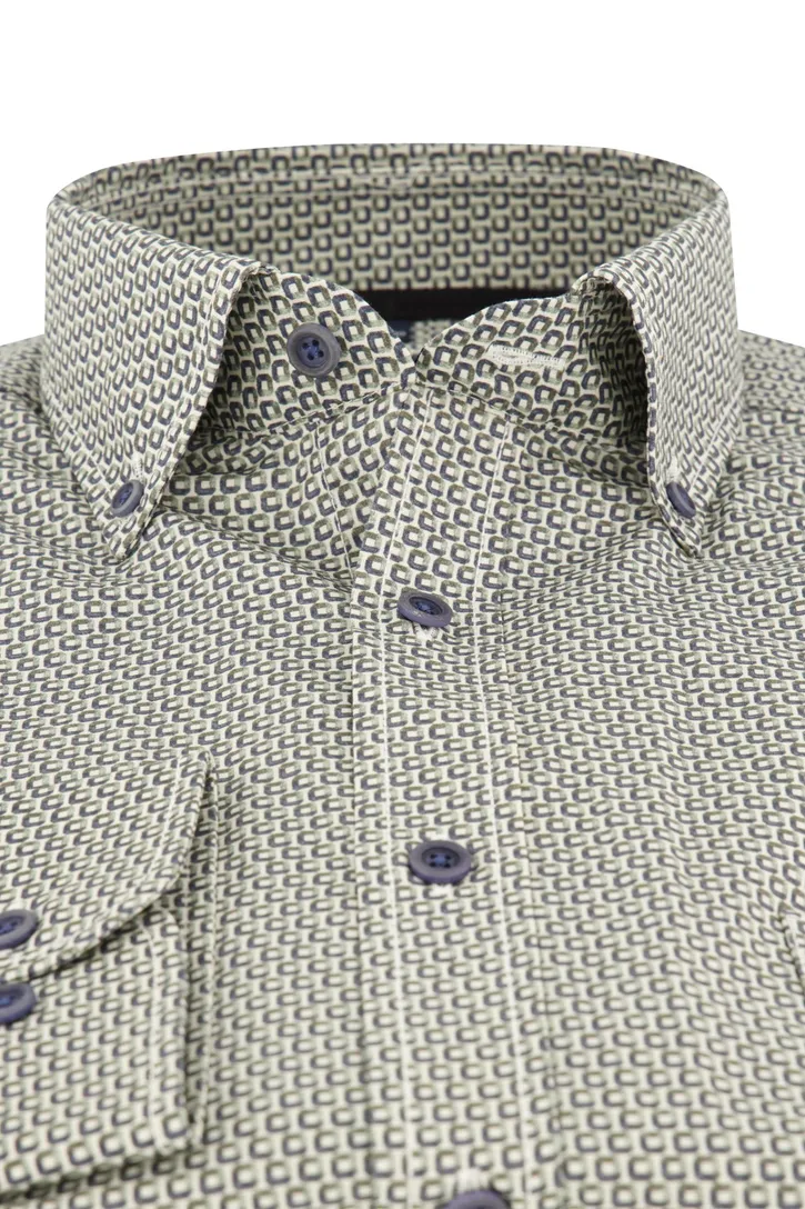 Overhemd groen geprint Casa Moda casual fit