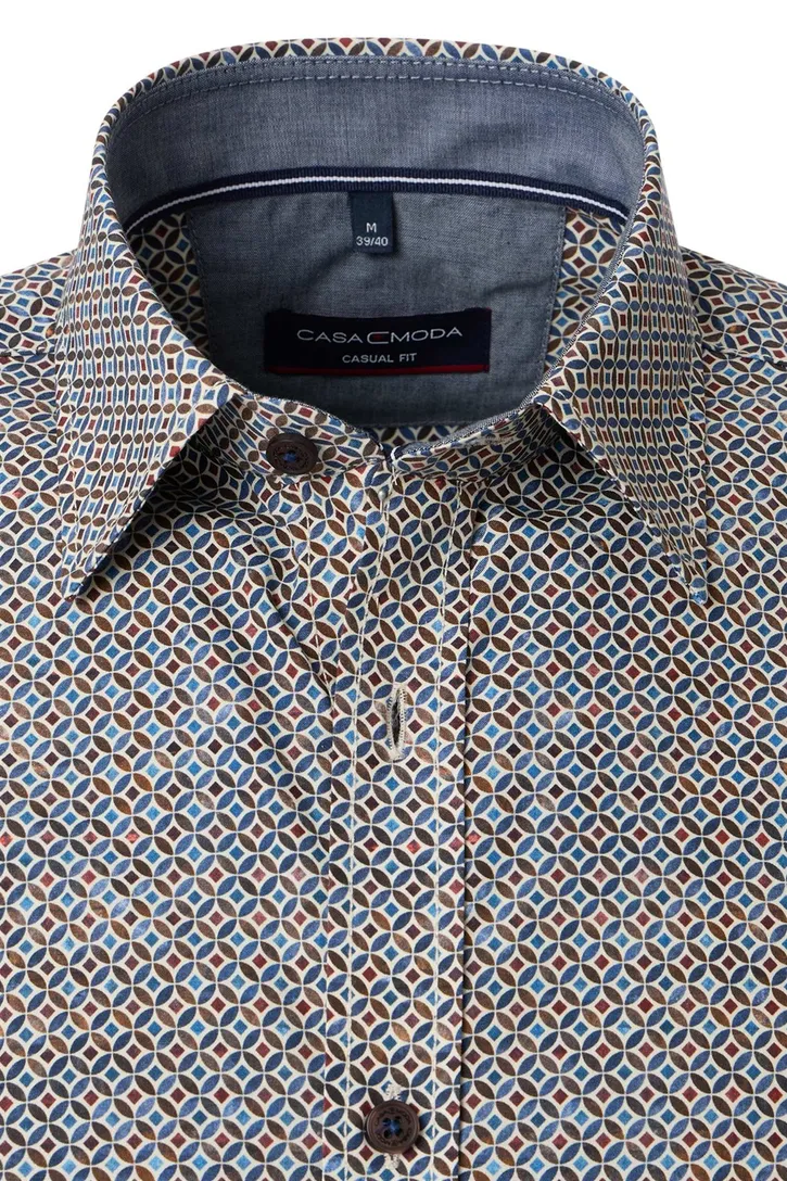 Overhemd Casa Moda bruin print 100% katoen