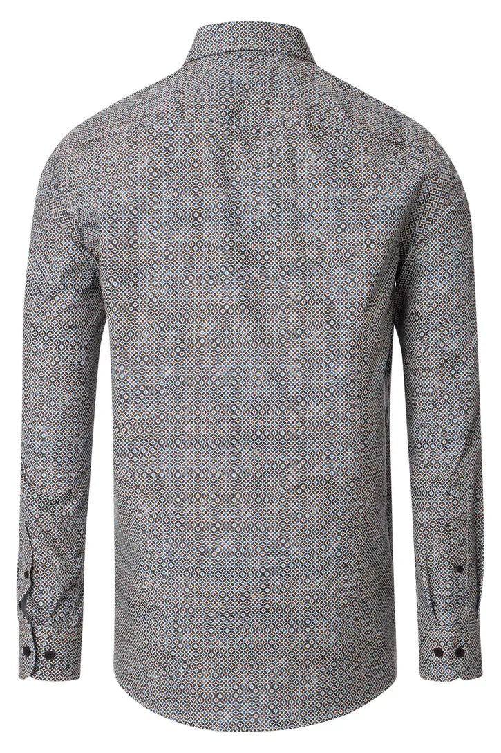Overhemd Casa Moda bruin print 100% katoen
