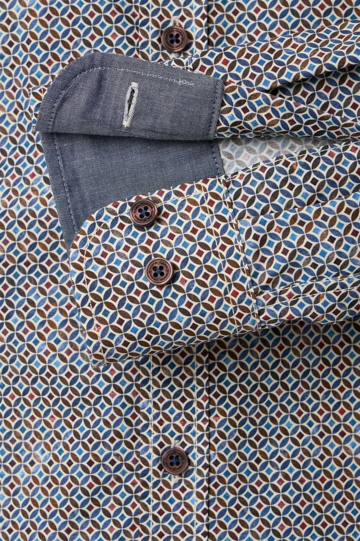 Overhemd Casa Moda bruin print 100% katoen
