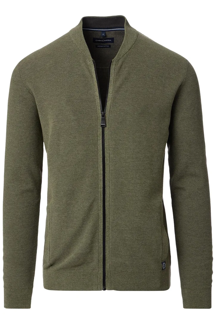 Casa Moda vest groen gemeleerd katoen