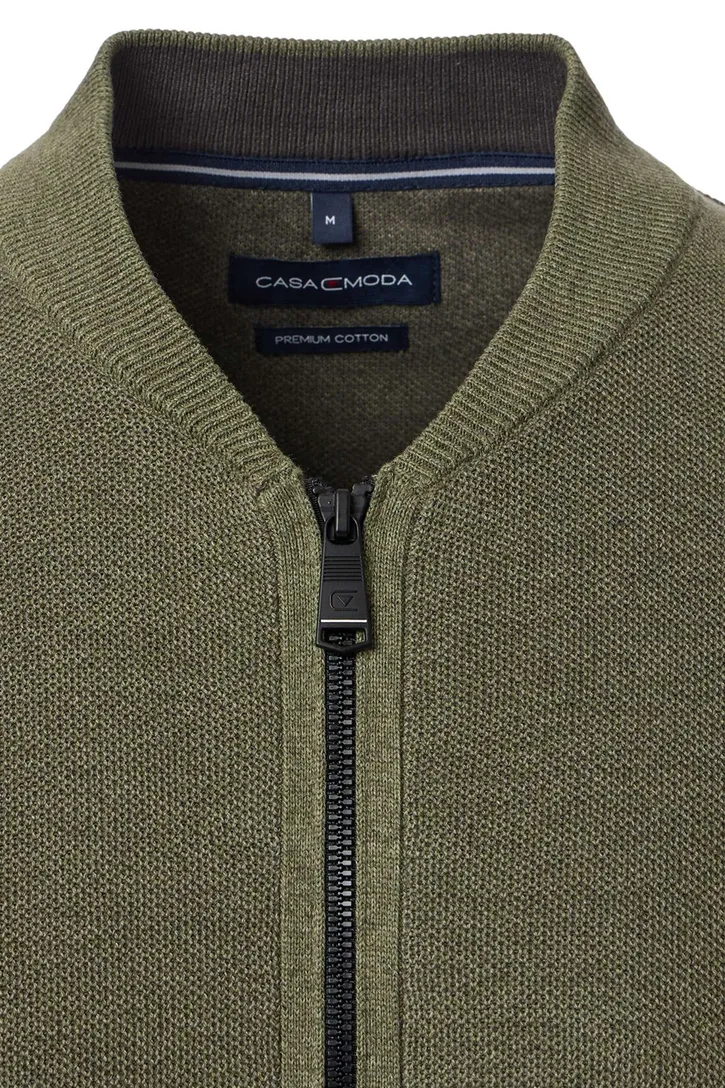 Casa Moda vest groen gemeleerd katoen