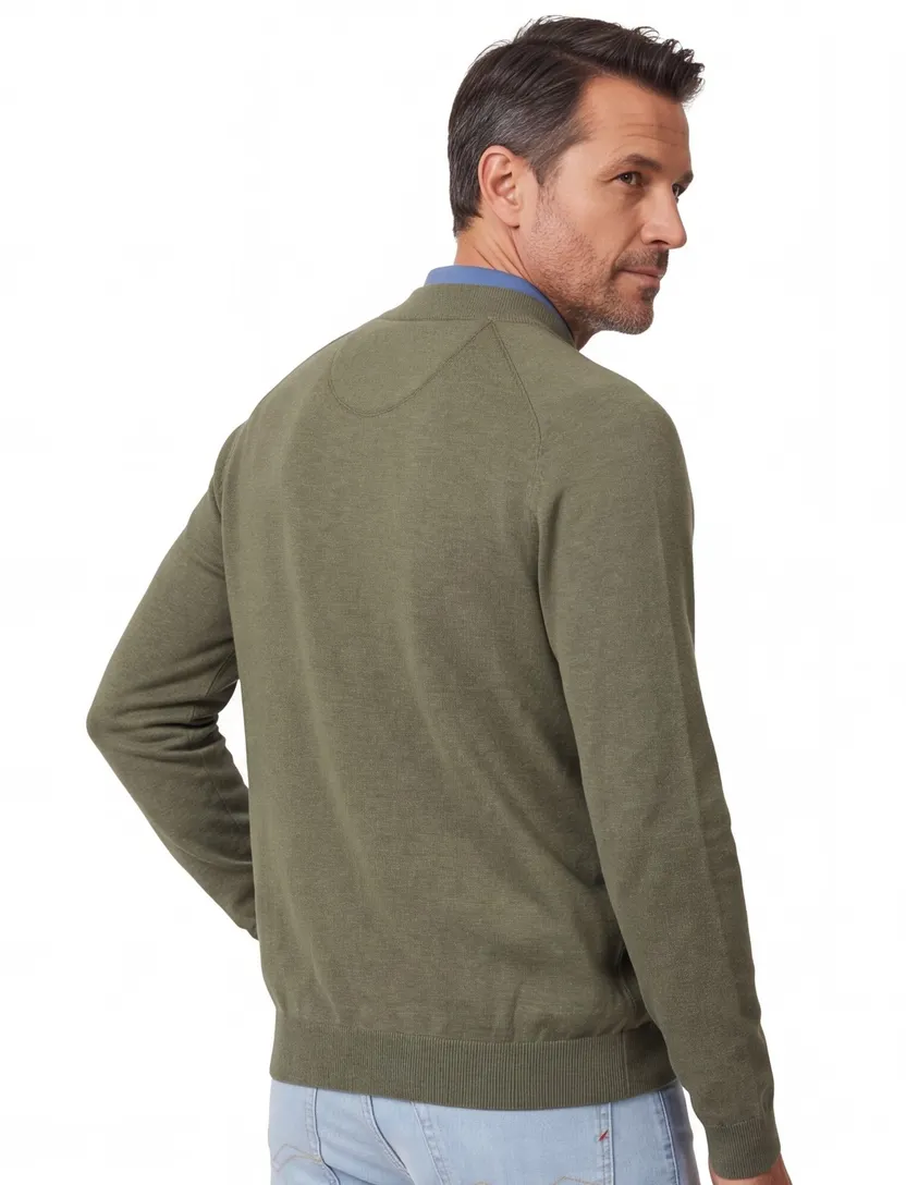 Casa Moda vest groen rits gemêleerd