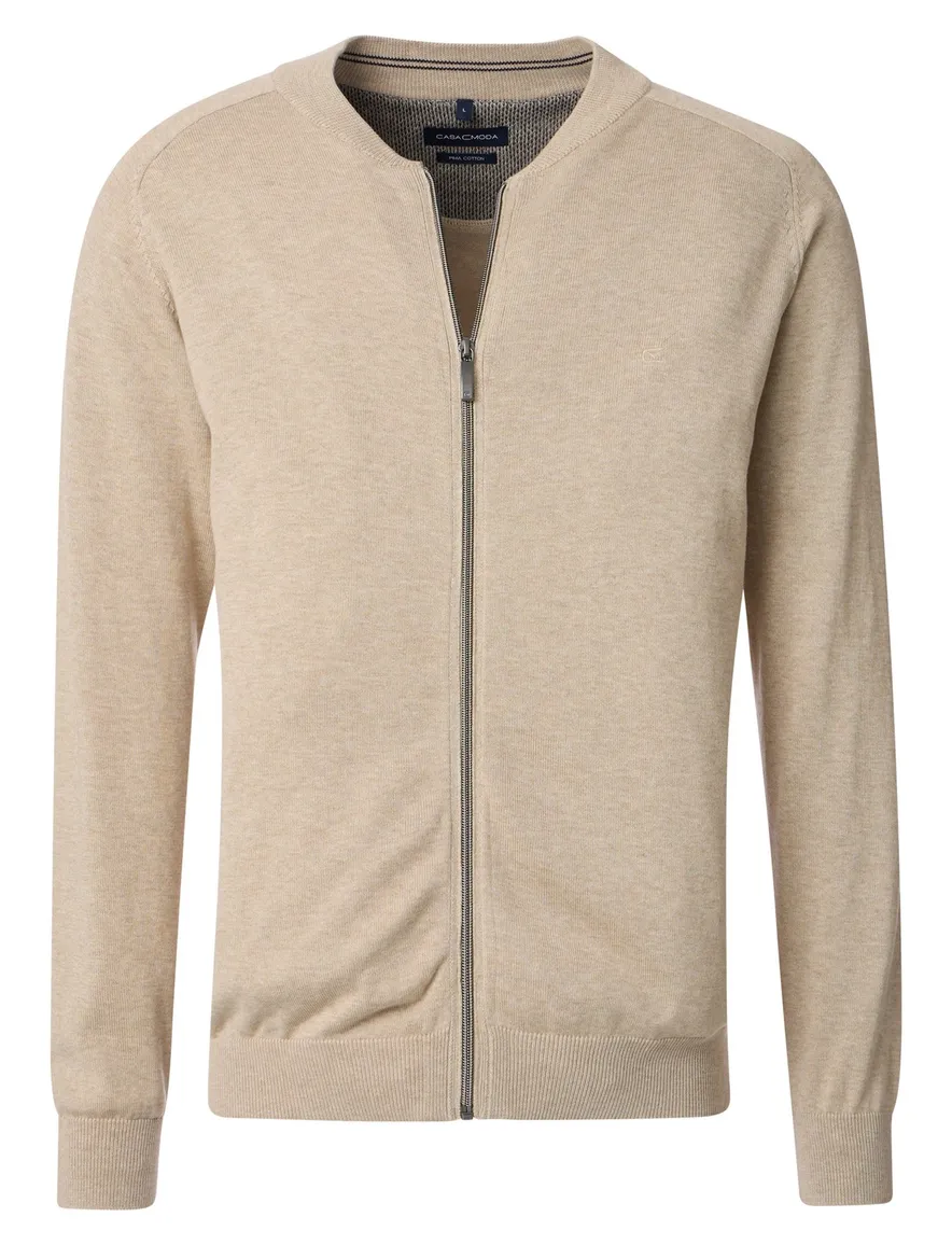 Casa Moda vest beige rits gemeleerd