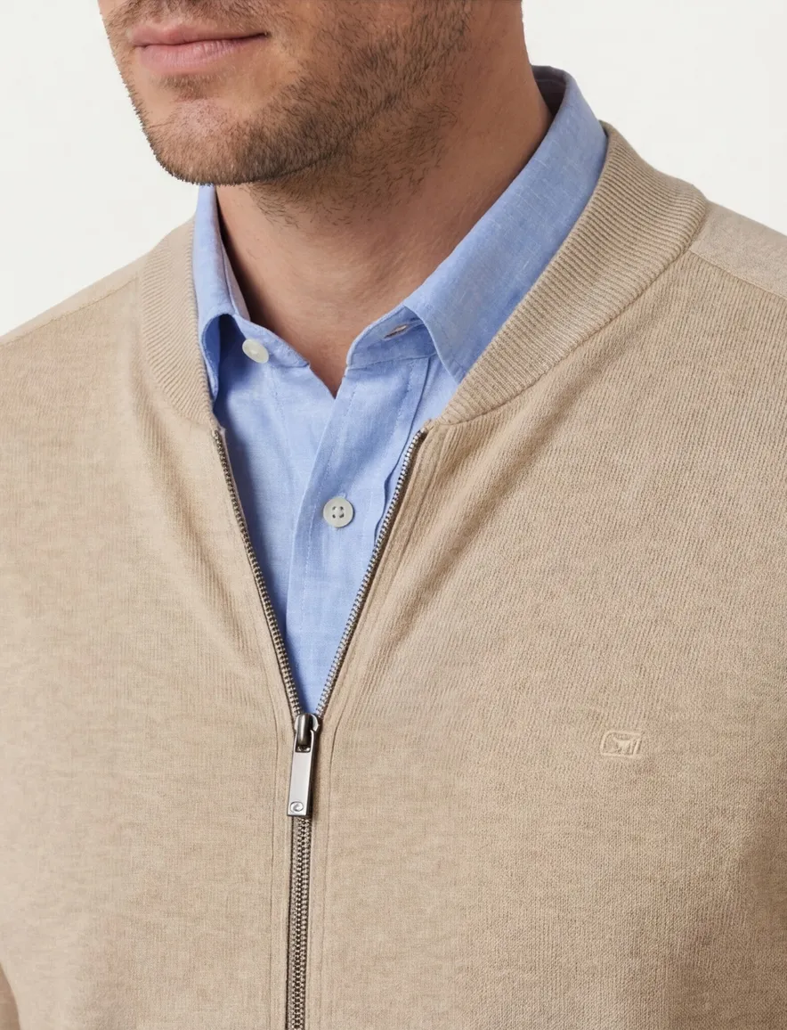 Casa Moda vest beige rits gemeleerd