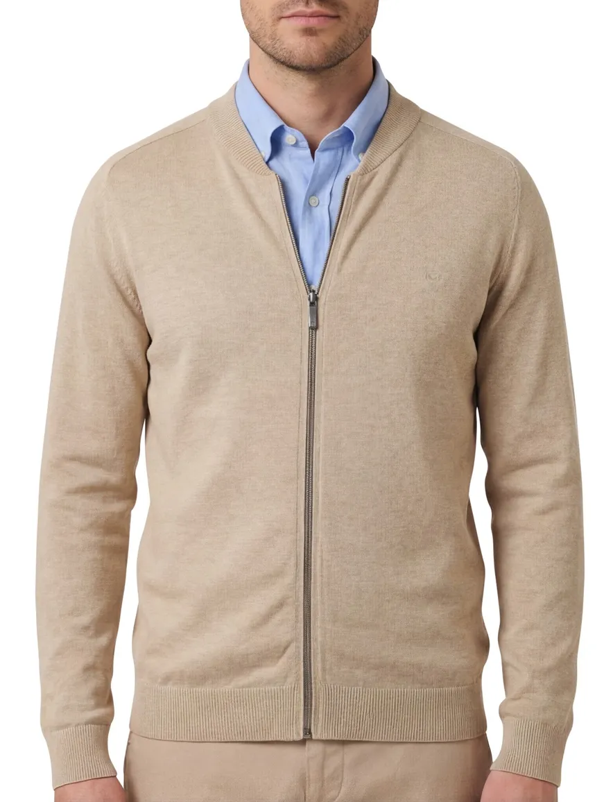 Casa Moda vest beige rits gemeleerd