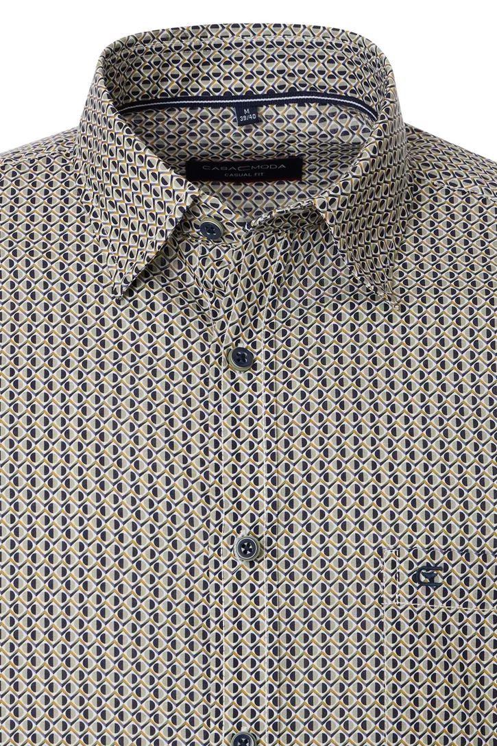 Overhemd Casa Moda Casual Fit groen geprint met borstzak