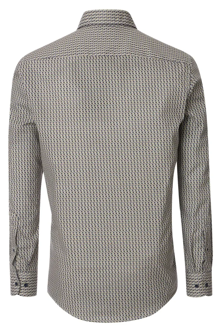Overhemd Casa Moda Casual Fit groen geprint met borstzak