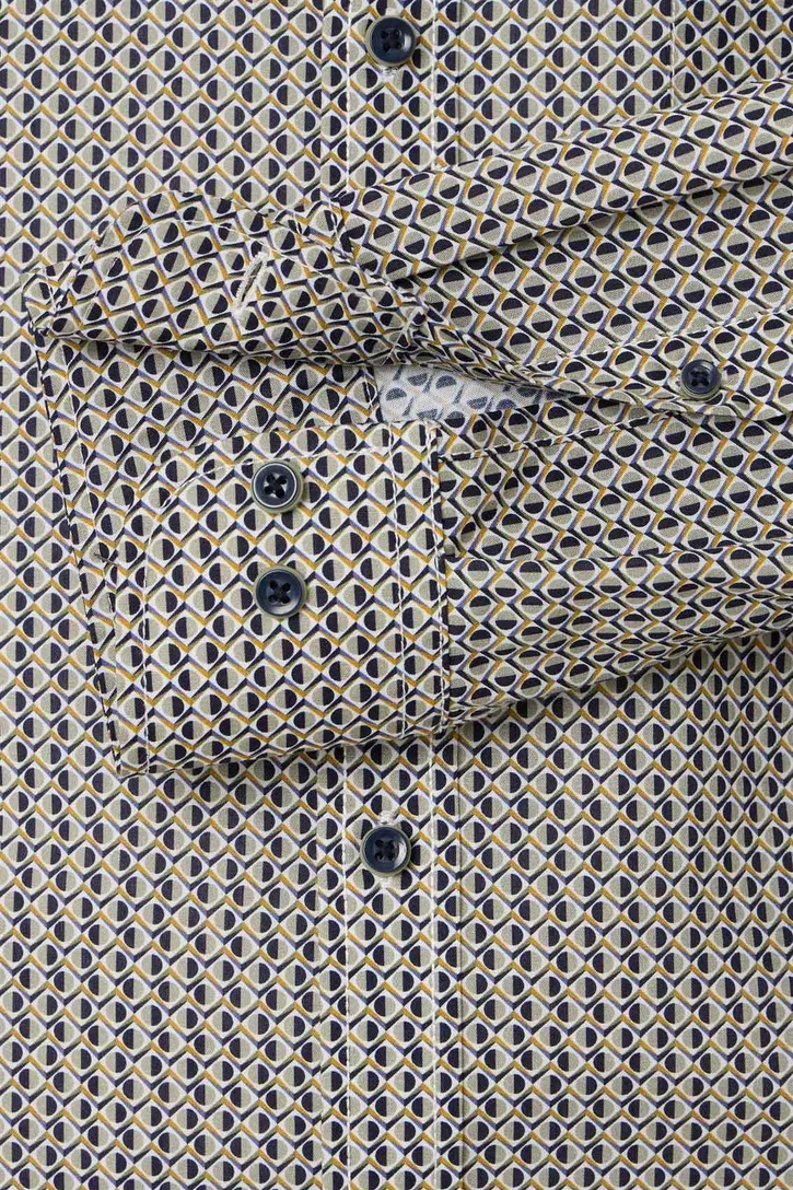 Overhemd Casa Moda Casual Fit groen geprint met borstzak