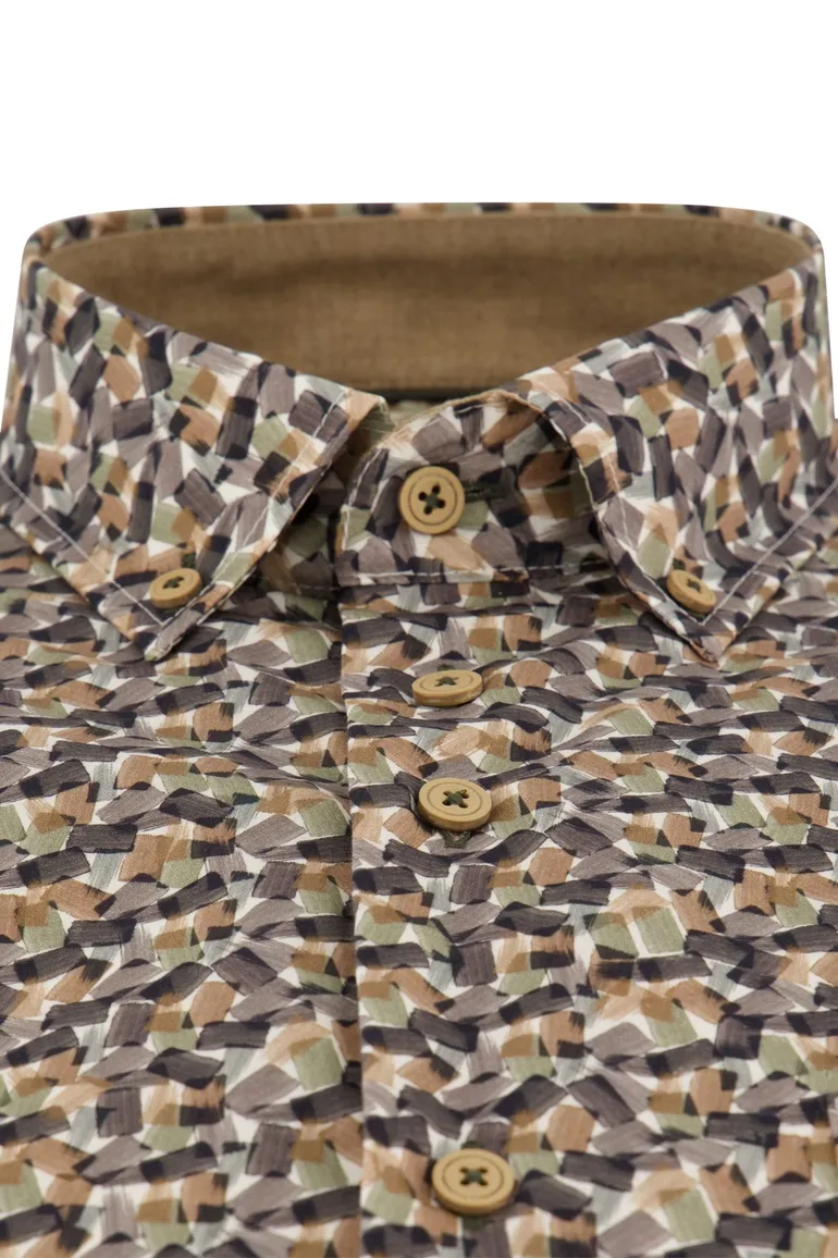 casual overhemd bruin Portofino Regular Fit
