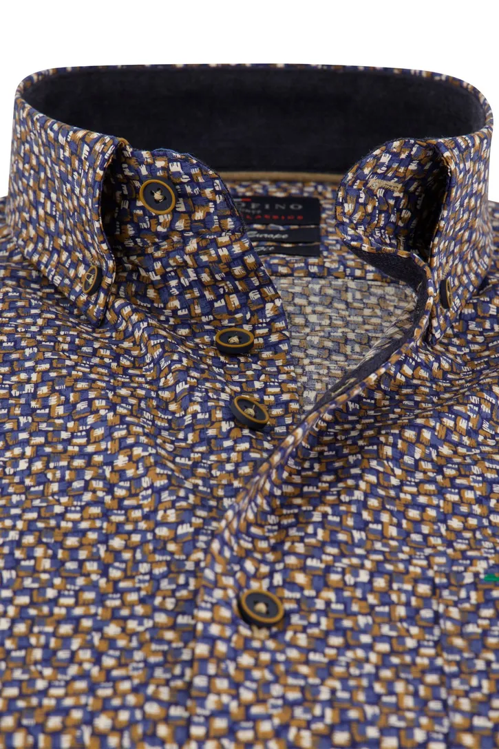 katoenen blauw geprinte overhemd Portofino Regular Fit