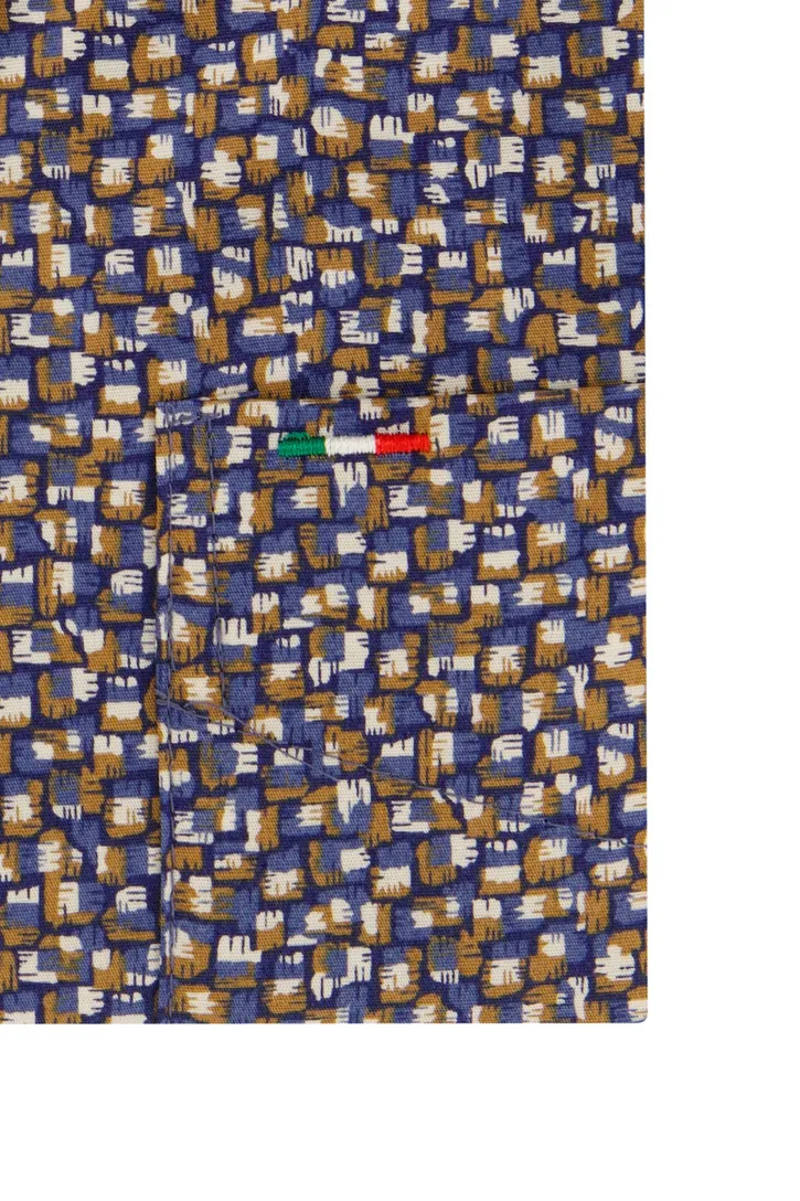 katoenen blauw geprinte overhemd Portofino Regular Fit