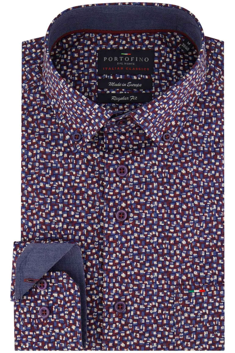 casual overhemd blauw Portofino Regular Fit