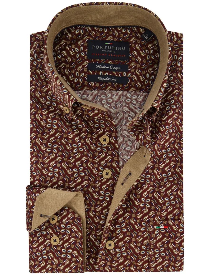casual overhemd rood Portofino Regular Fit