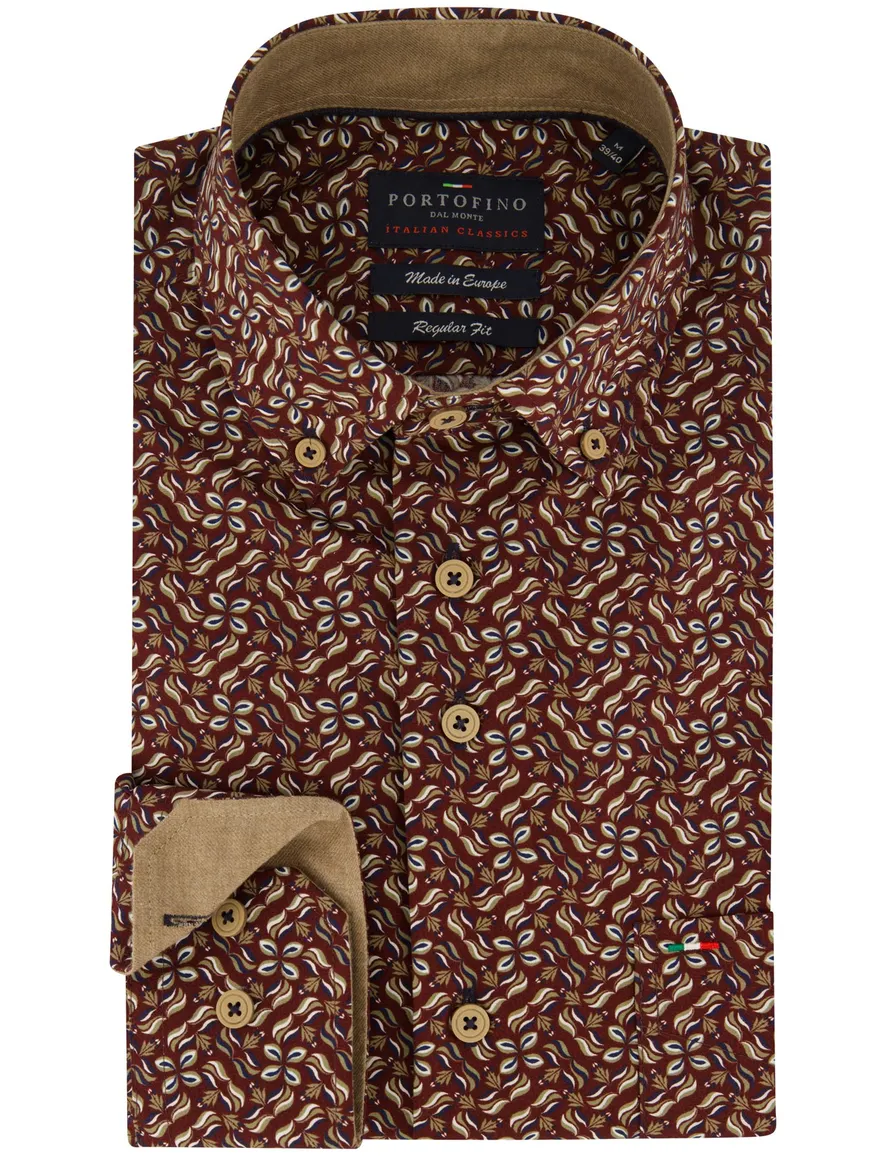 casual overhemd rood Portofino Regular Fit