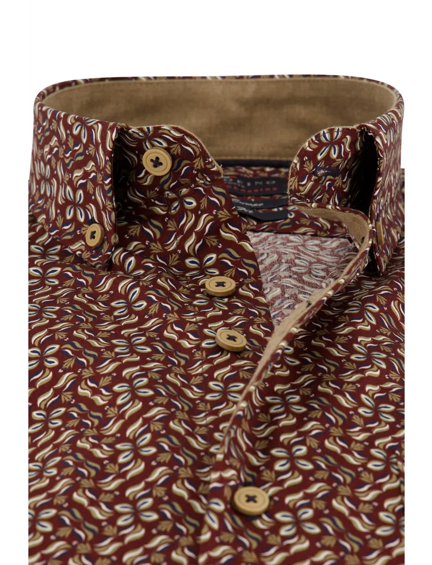 casual overhemd rood Portofino Regular Fit