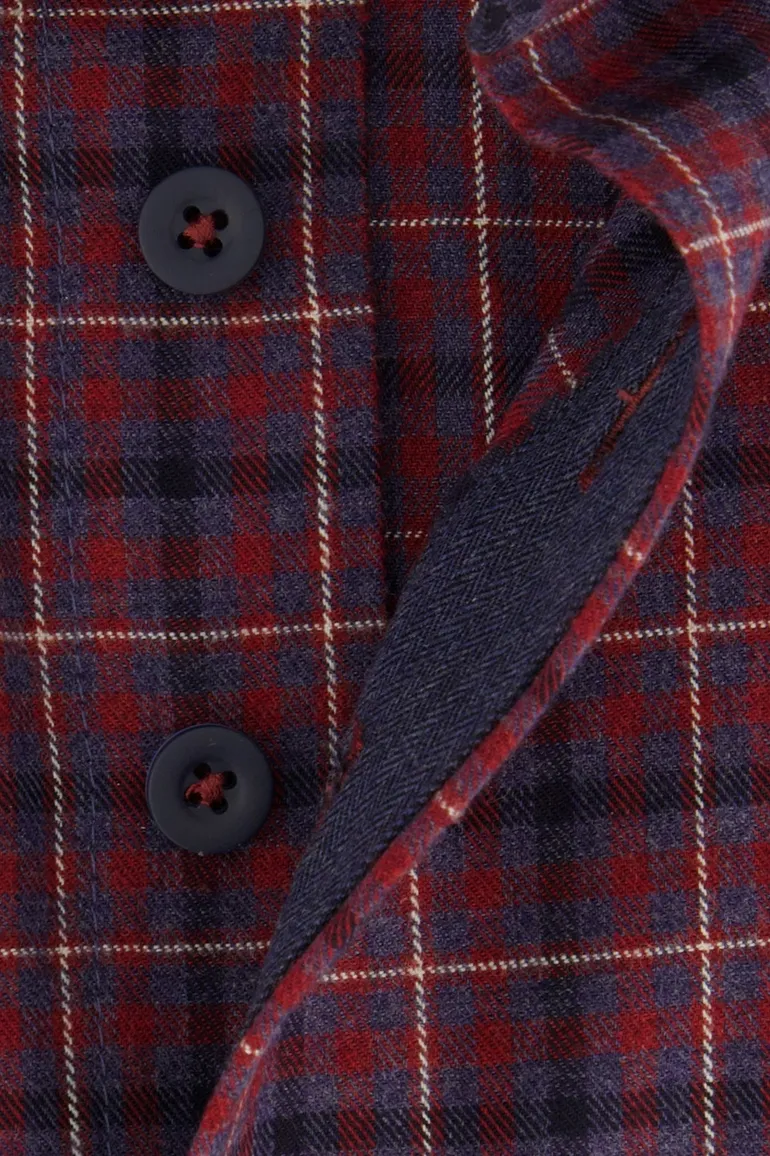 Portofino overhemd rood geruit flanel wijde fit